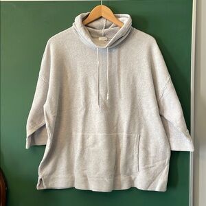 Pure Jill Women's L Grey Cowl Neck Top with Loose Fit and Textured Fabric